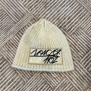 Moncler 1952 White Rib Knit Beanie